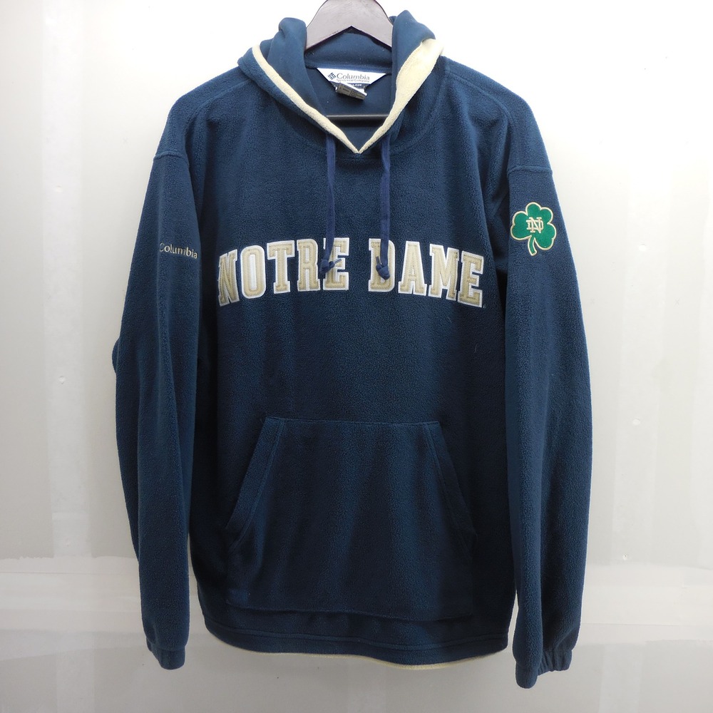 Columbia Notre Dame Fighting Irish Fleece Hoodie‎ Mens Large Navy Blue 207XM6652